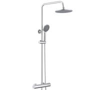 Auralum Colonna Doccia con Miscelatore Termostatico, Colonna Doccia con Soffione e Doccetta 3 Getti, Asta Saliscendi Doccia in Acciaio Inox Regolabile Altezza 840-1210mm, Kit Doccia Completo Cromo