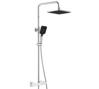 Auralum Soffione Doccia 12" Quadrato - Doccino per Doccia Multifunzione - Tubo Doccia 1,5 m - Saliscendi Doccia Regolabile, Filtro, 38°C Termostatico - Installazione Facile - Sistema Doccia Completo