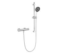 Auralum Colonna Doccia con Miscelatore Termostatico, Saliscendi Doccia 70cm con Doccetta 5 Geti, Asta Doccia con Soffione e Doccetta, Saliscendi Doccia Acciaio Inox con Tubo Flessibile 1,5m, Cromo