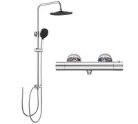 Auralum Colonna Doccia con Miscelatore Termostatico, Set Doccia con 25cm Soffione a Pioggia e Doccetta 4 Getti, Saliscendi Doccia Acciaio Inox Regolabili Fori Muro, Miscelatore Doccia Cromato