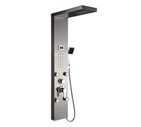Auralum Colonna Doccia Idromassaggio 4 Funzioni con Soffione Doccia e Doccetta, Pannello Doccia Idromassaggio con Display LCD, Pannello Doccia con Miscelatore in 304 Acciaio Inox per Bagno