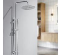 Auralum Colonna Doccia senza Miscelatore, Colonna Doccia Acciaio Inox con Saliscendi Doccia Altezza Regolabile 72-110cm, Saliscendi Doccia con Soffione a Muro, Asta Doccia con Soffione e Doccetta