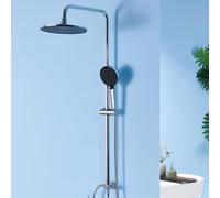 Auralum Colonna Doccia senza Miscelatore, Set Doccia con 25cm Soffione a Pioggia e Doccetta 4 Getti, Fori Muro e Asta Doccia Regolabili, Cromato