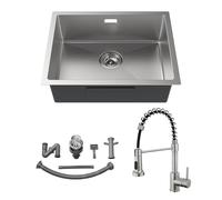 Auralum Lavandino Cucina 1 Vasca 55x45cm + Rubinetto Cucina con Doccetta Estraibile