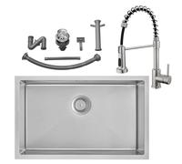 Auralum Lavello Cucina 1 Vasca 70 x 44 cm + Rubinetto Cucina con Doccetta Estraibile