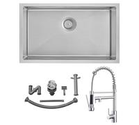 Auralum Lavello Cucina 1 Vasca 70 x 44 cm + Rubinetto Lavello Cucina con Doccetta Estraibile & Doppia Modalità
