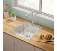 Auralum Lavello in acciaio inox 44 x 49 cm+rubinetto cucina, rubinetto da cucina estraibile