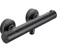 Auralum Miscelatore Doccia Nero, Miscelatore Termostatico Doccia, Rubinetto Doccia da Muro con Controllo Costante Della Temperatura a 38℃, Miscelatore Doccia Esterno per Vasca da Bagno, con Deviatore