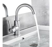 Auralum Rubinetto Bagno Lavabo Girevole a 360°, Miscelatore Monocomando Alto, Regolazione a Caldo e Freddo, Aeratore Rimovibile, Classico Ottone Cromato, 60CM Tubo