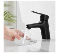 Auralum Rubinetto Bagno Lavabo Moderno, Miscelatore Monocromando per Lavabo in Ottone, Miscelatore per Bagno con Bocca Alta 60 mm, Rubinetto per Lavabo a Risparmio Idrico, Nero opaco