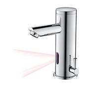 Auralum Rubinetto Con Sensore, Miscelatore Lavabo Bagno Con Regolazione a Caldo e Freddo, Fotocellula a Batteria, Infrarossi, Ottone, Finitura Cromata
