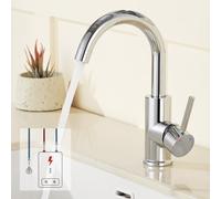 Auralum Rubinetto da cucina a bassa pressione per cucina/bagno, girevole a 360°, rubinetto da cucina a bassa pressione con 3 collegamenti per caldaia, rubinetti in ottone cromato