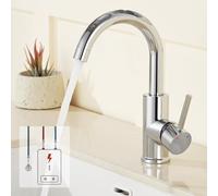 Auralum Rubinetto da cucina a bassa pressione per cucina/bagno, girevole a 360°, rubinetto da cucina a bassa pressione con 3 collegamenti per caldaia, rubinetti in ottone cromato