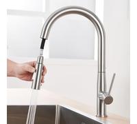 Auralum Rubinetto Lavello Cucina, Miscelatore Cucina con Doccetta Estraibile per Lavelli da Cucina, Rubinetti Cucina in Acciaio Inox con Bocca Alta, Girevole a 360°