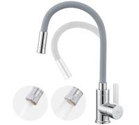 Auralum Rubinetto Lavello Cucina, Rubinetto Cucina Con Beccuccio Flessibile, Miscelatore Cucina Con 2 Funzioni, Rubinetti Cucina Grigio Girevole 360°, Monocomando Alta Pressione