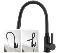 Auralum Rubinetto Lavello Cucina, Rubinetto Cucina Nero con Beccuccio Flessibile, Miscelatore Cucina Girevole a 360°, Monocomando da Alta Pressione, Acciaio Inossidabile