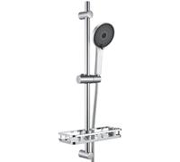 Auralum Saliscendi Doccia con Soffione 5 Geti e Mensola Doccia, 70 cm Asta Doccia Acciaio Inox con Supporto Soffione Regolabile, Colonna Doccia Senza Miscelatore Adattarsi ai Fori Esistenti, Cromo