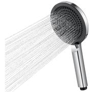 Auralum Soffione Doccia, Anticalcare Alta Pressione, Doccino per Doccia Grande 127mm con 4 Modalità, Doccetta con Ugello in Silicone Autopulente, Telefono Doccia ABS Cromato, Cromato/Nero