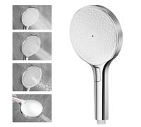 Auralum Soffione Doccia Anticalcare, Testa Doccia Grande 140 mm con Alta Pressione, 4 Modalità Regolabili & Risparmio Idrico, Ugelli in Silicone Autopulenti, Cromata