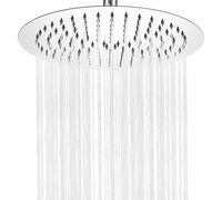 Auralum Soffione Doccia Grande Anticalcare e Alta Pressione - Rotondo 10 Pollici con Ugelli in Silicone Autopulenti - Soffione Doccia Fisso a Pioggia in Acciaio Inox con Girevole a 360° - Cromato