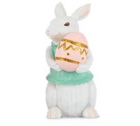 Aurasky Coniglietto di Pasqua Figurine, Statuetta di Coniglio in Resina, Coniglio Tiene l'uovo, Decorazione di Pasqua Figurina, Coniglietto Ornamenti per Giardino Tavolo Casa