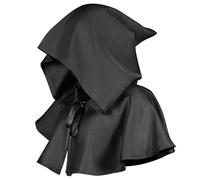 Aurasky Halloween Mantello Corto con Cappuccio per Adulti, Mantello con Cappuccio Morte Halloween Medievale Cappuccio Capo Unisex, Halloween Carnevale Cosplay Costume, Nero