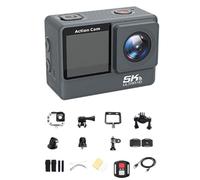 Auratrove Action Camera 5K, videoregistratore HD stabilizzato con struttura in ABS, per ciclismo all'aperto, escursionismo, compatta, 6 x 3 x 4 cm, grigio