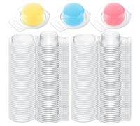 Auratrove Conchiglie di cera in plastica, confezione da 100 contenitori quadrati e rotondi per realizzare candele senza stoppino, stampi trasparenti fai da te per sapone e bombe da bagno