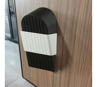 Auratrove Confezione da 2 fermaporta resistenti con supporto per montaggio a parete, gomma TPR antivento, per casa, hotel, ufficio, installazione perforata, nero, 16,4 x 7 cm