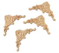Auratrove Confezione da 4 appliques in legno intagliato ad angolo, 7,9 x 7,9 cm, modanature per mobili, porte, armadi, pareti, specchi, decorazioni in stile europeo