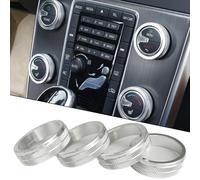 Auratrove Coprimozzo in lega d'argento AC e audio per Volvo XC60 S60 S80 V40, manopole di controllo interni auto in lega di alluminio con presa migliorata, set da 4 finiture argentate per modelli 2011