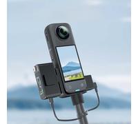 Auratrove Staffa per microfono in lega di alluminio per Insta360 per x5 e per dji Mic 2, adattatore di montaggio stabile a scarpa fredda con cavo audio e cinghia, nero