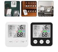 Auratrove Termometro e igrometro digitale per interni, misuratore elettronico di umidità della temperatura con funzione di allarme e memoria, per la cameretta dei bambini, bianco o nero