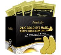 Aurchdly 30 paia di cerotti sotto gli occhi (oro 24 K), maschera in gel per ridurre occhiaie, occhi gonfi, borse sotto gli occhi, rughe, con acido