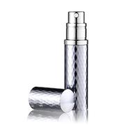 Aurdox Atomizzatore per profumo ricaricabile, 5 ml, da viaggio, a prova di perdite, pompa inferiore senza imbuto, elegante dispenser portatile per donne e uomini, design Dimond (grigio)