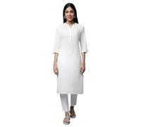 Aurelia Donne Bianco Velato Sucker Estate Basic Kurta, bianco, L