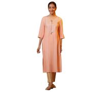 Aurelia Kurta dritto da donna a specchio solido | Kurta girocollo da donna | Kurta solido da donna | Bella vestibilità regolare Kurta da donna, Pesca, S