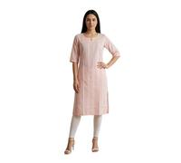 Aurelia Kurta dritto Dobby tinto in filo a righe da donna, Pesca, XL