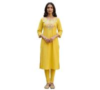 Aurelia Kurta dritto ricamato da donna, giallo, L