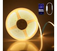 Aurevita Striscia LED COB da 5 m, luce bianca calda, controllo app, dimmerabile e accorciabile, 1600 LED, CRI 90+, design senza punti, striscia luminosa a risparmio energetico