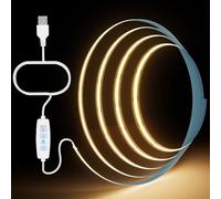 Aurevita Striscia LED COB USB 5V, 5m Luce Bianca Calda Dimmerabile, Larghezza 8mm luci led adesive, Flessibile e Tagliabile, per TV, Cucina, Soggiorno, Festa, Decorazioni Fai-da-te (5m Warm White)