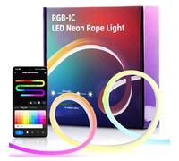 Aurevita Striscia LED RGB IC 5m neon, WIFI LED per la parete, striscia luminosa a LED per esterni, controllo app con Alexa, Syn Music con decorazione per la stanza dei giochi (Senza telecomando)