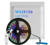 Aurevita WS2812b Striscia LED RGB IC with SP620 Led Controller, IP30, circuito in rame a doppio strato, indirizzabile singolarmente, striscia LED per progetti fai-da-te, 5050 LED (5m 300 LED Nere)