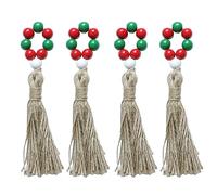 Aurgiarme 4 nappe in legno con perline di legno, fibbia per tovaglioli, semplice supporto per la tavola da pranzo, decorazione per la tavola di Natale, matrimonio, festa, decorazione per feste
