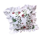 Aurgiarme Federa decorativa per cuscino floreale nordico con bordo increspato con tessuto di velluto olandese lavabile per la decorazione domestica minimalista federa floreale