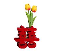 Aurgiarme Redness infeltrito doppia felicità carattere decorazione con fiore artificiale per matrimonio cinese e occasione festival decorazione carattere cinese