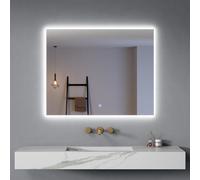 Auria Specchio da Parete Bagno Rettangolare 80x60 cm - Retroilluminazione LED Integrata (Luce Calda, Neutra, Fredda), Sistema Antiappannamento, Touch, Ganci e Tasselli Inclusi - Modello Frame