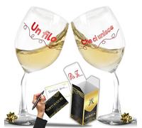 Aurìca 2 Calici Vino Personalizzati UN FILO CHE CI UNISCE - Per Brindare E Celebrare Un Legame Speciale A San Valentino - Regalo Romantico Di Coppia - Bicchiere Piegato Con Confezione Regalo Inclusa