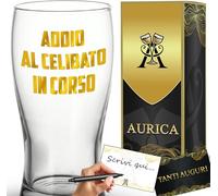 Aurìca Bicchiere Da Birra Personalizzato ADDIO AL CELIBATO IN CORSO Boccale Simpatico E D’effetto Per Il Futuro Sposo: Una Risata, Un Brindisi E Una Notte Da Ricordare! Con Scatola Regalo Inclusa