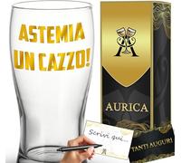 Aurìca Bicchiere Da Birra Personalizzato ASTEMIA UN CAZZO Per Chi Ama Festeggiare Senza Filtri E Non Si Nasconde Dietro Un Dito O Un Bicchiere! Boccale In Vetro, 500ml, Scatola Regalo Inclusa